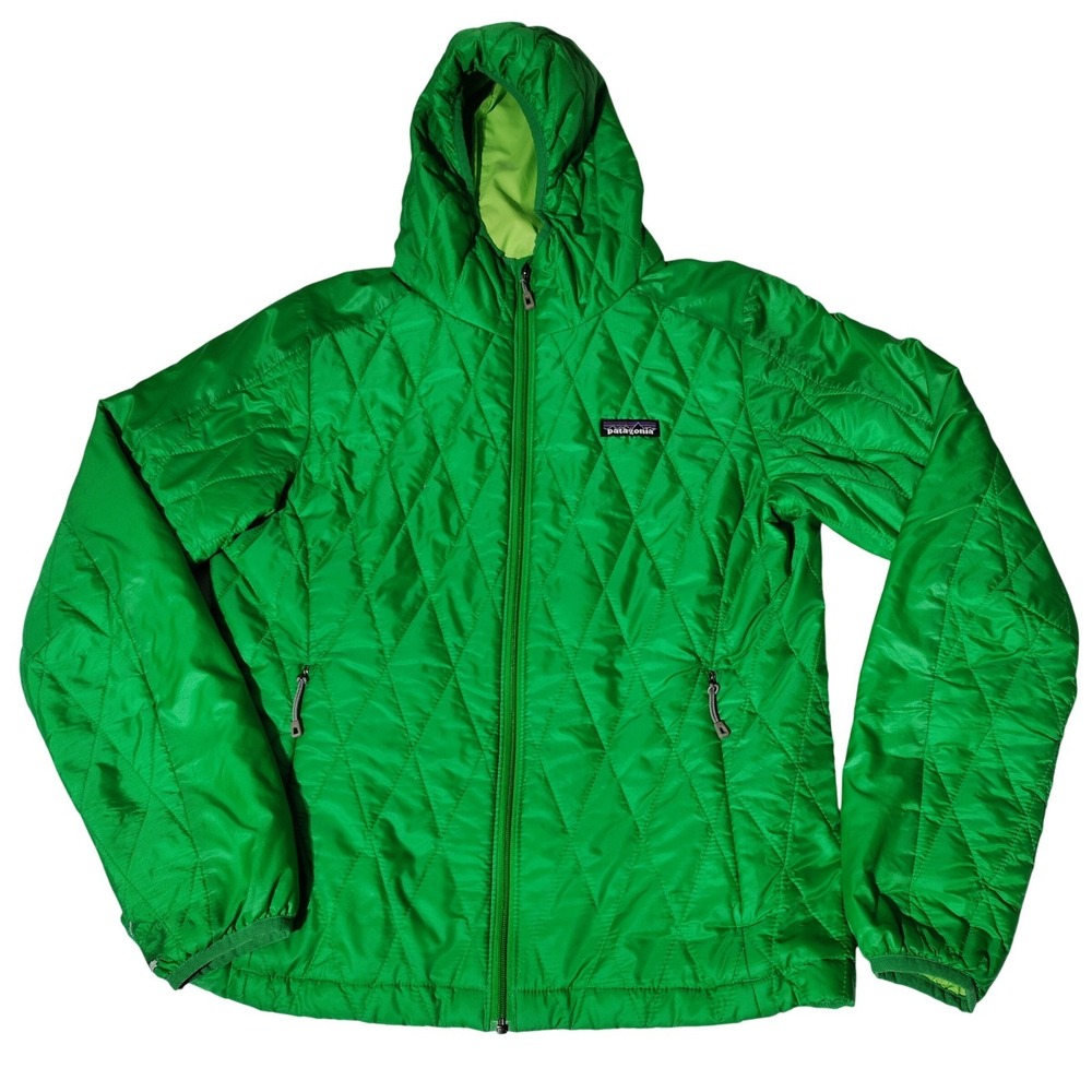 Patagonia Women Nano Puff Hoody Green Quilted Insulated Jacket 84225 M - damaged